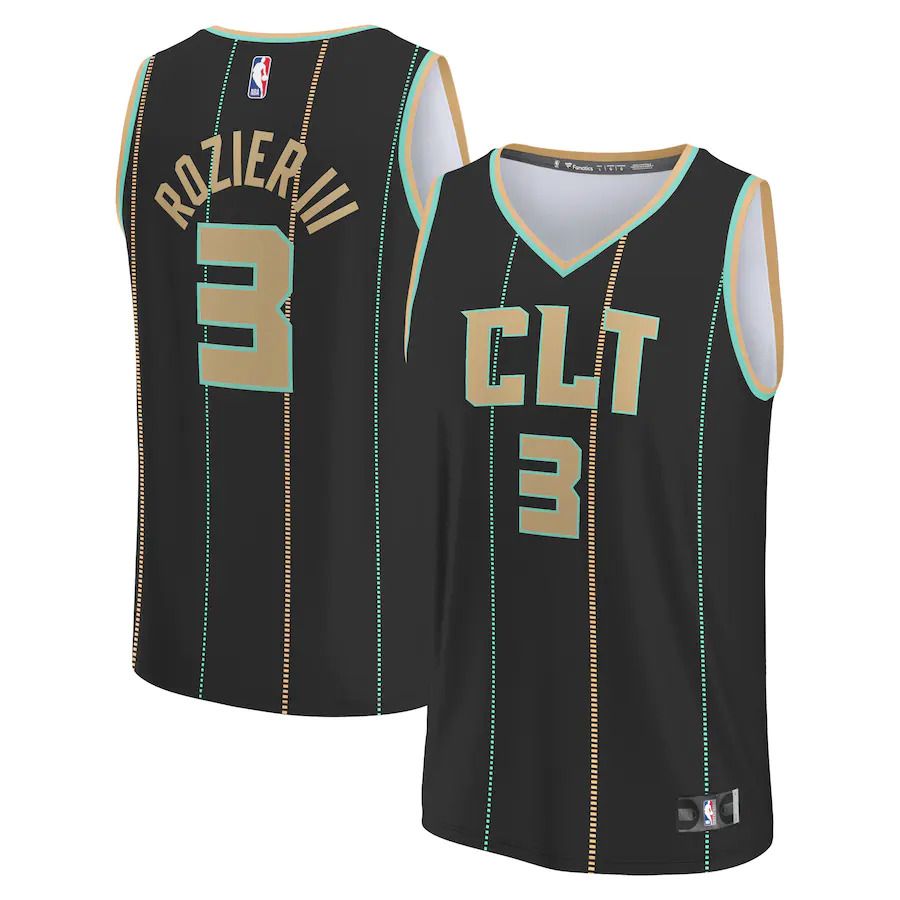 Men Charlotte Hornets #3 Terry Rozier Fanatics Branded Black City Edition Fastbreak NBA Jersey->charlotte hornets->NBA Jersey
